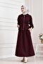 Beli Tunnel Zippered Skirt Suit-Bordo - 2