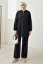 Hooded Tunic Trousers Double Set 1676 - Black - 3