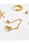 Women Gold Embellished Studs (6 Pairs) - 4