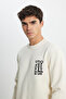 Ecru Men's T-Shirt - Crew Neck, Regular Fit L 242166104 - 3