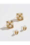 Women Gold Embellished Earrings Set (2 Pairs)
