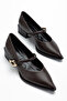 Women's Gold Buckled Leather Dyed High-Heeled Shoes 4 cm