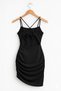 Women's Backless Gathered Mini Nightgown with Straps Transparent Nightgown 5126 - 4