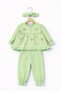 Baby Girl Floral Embroidered Ruffled Long Sleeve Tunic and Pants Casual 2-Piece Set 0-24 Months with Bandana - 2