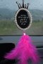 Ayetel Kürsi Evil Eye Prayer in Silver Dreamcatcher, Fuchsia Feather Rear View Ornament - 2