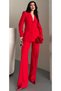 Women's Fabric Button Detail Jacket Pants Set Red - 3