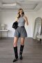 Belted Women's Shorts - Gray