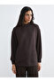 Alita City Lcw Modest Brown Plain Loose & Baggy Women's Sweatshirt Tunic with a Difference