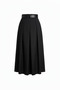 Women's Belted Polyviscon Flared Skirt - Black - 5
