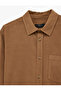 Regular Fit Classic Collar Pocketed Cotton Long Sleeve Corded Fabric Velvet Shirt - 5