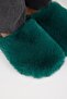 Gaye Women's Plush Plain Green Slippers - 3