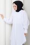 Balloon Sleeve Pocket Tunic White Hm2871 - 4