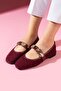 Veneta Burgundy Glitter Fabric Seashell Star Accessory Banded Ballerinas - 3