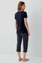 Women's Striped Pocket Capri Pajama Set 50% Cotton 50% Modal – Short Sleeve T-Shirt, Comfortable - 4