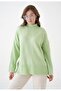 Turtleneck Stripe Sleeve Detailed Knit Sweater - 2