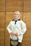 Women's Collar Denim Detail Sweatshirt White - 3