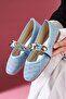 Veneta Baby Blue Glitter Fabric Seashell Star Accessory Banded Ballerinas