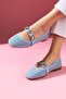Veneta Baby Blue Glitter Fabric Seashell Star Accessory Banded Ballerinas - 2