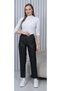 Faux Leather Mom Fit Pants - 3