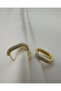 Stoned Corner Hoop Earrings - Golden Rectangular Pave - 2