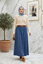 Women's Dark Denim Blue Belted Skirt - 5