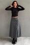 Black Plaid Patterned Midi Length Women's Skirt Mg2649 - 2