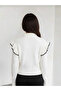 Knitwear Sweater with Collar Ties and Contrast Stripe Flywheel Detail - 4