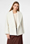 Women's Ecru Shawl Collar Thai Feather Coat Ayr2257