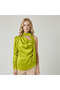 Women's Oil Green One Shoulder Satin Blouse Ayr2218 - 2