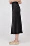 Women's Black Midi Length Satin A-Line Skirt Ayr355 - 3