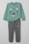 Baby Boy Tracksuit Set with Headphones, Puppy Embroidery, 9 Months-3 Years, Water Green