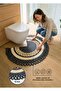 Hand Knitted Toilet Front Bath Mat, Stain and Odor Resistant, Bohemian Decorative Mat - 3