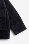 Women's Hooded Gold Button Plush Textured Jacket – Black - 6