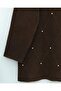 Stone Detailed Diamond Pattern Bearded Knitwear Tunic - Brown - 4
