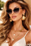 Sunglasses Women Cat Eye Uv400 Black Metal Frame Stylish Design - 3
