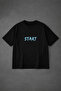 T-Shirt Oversized Unisex 100% Cotton Comfortable Fit Blue Start Printed