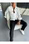 Men's Oversized Italian Collar Linen Cotton Blend Shirt Comfortable Fit Solid Color Half Oversized - 4