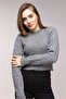 Gray Crew Neck Basic Soft Textured Knit Sweater