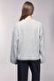 Gray Crew Neck Oversized Textured Knit Sweater - Wide Sleeve Detail - 4
