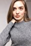 Gray Crew Neck Basic Soft Textured Knit Sweater - 4