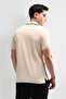 Mens Beige Slim Fit Striped Polo Shirt - 3