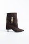 Helena Women's Suede Mid-Heel Boots with Metal Accessories - 6