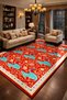 Mosso Red Themed Fish and Flower Figures Patterned Woven Base Modern Decorative Carpet Mosso2162 - 2