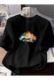 Colorful Dag Printed Oversize Circular Neck T-Shirt