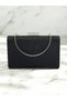 Black Luxury Suede Crystal Stone Metal Handle Chain Women's Evening Dress Bag Wedding Engagement Graduation - 4