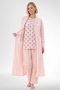 Women's Plus Size Floral Print Long Sleeve Robe+ Pajamas 3-Piece Set 80% Cotton 20% Viscose
