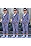 Boy's Pocket Detailed 100% Cotton 3-Piece Tracksuit Set - Hooded - Jacquard Camouflage Patterned Set - 2
