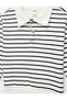 Long Sleeve Cotton Button Detailed Striped Polo Neck Sweatshirt - 5