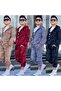 Boy's Pocket Detailed 100% Cotton 3-Piece Tracksuit Set - Hooded - Jacquard Camouflage Patterned Set - 3