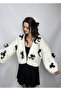 White Cardigan with Black Bow Detail - 2